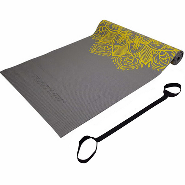 Yoga Mat - Tunturi - 'Tunturi PVC Yogamat 4mm Anthracite With Print' - Grå