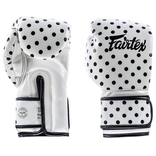 Boxing gloves - Fairtex - 'BGV14WP' - White Polka