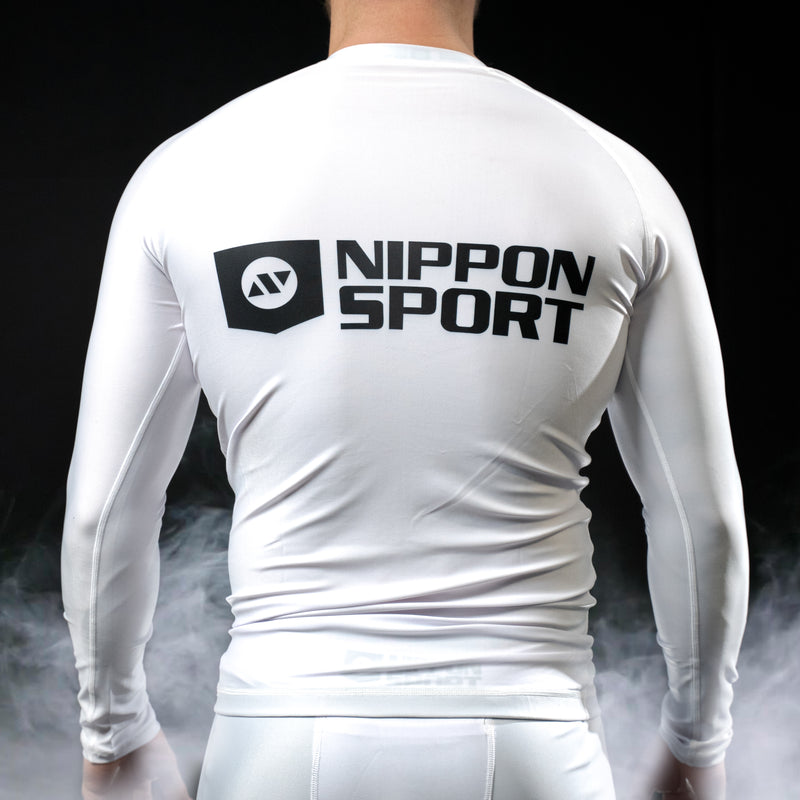 Rash Guard - Nippon Sport - 'Lange ermer' - Hvit