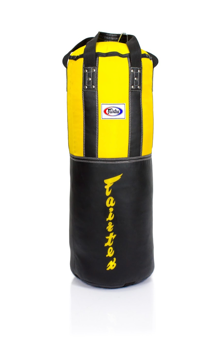 boxing bag - Fairtex - 'HB3' - Svart-Gul - w. filling - Svart