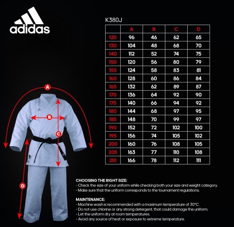 Karate Uniform - Adidas - K380J Elite - Japansk Snitt - WKF Godkjent - Hvit